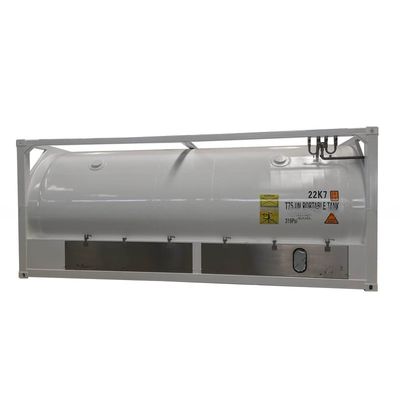 20トン容量 20フィート長輸送コンテナ ASME 標準 UN T75 ISO 調節可能および輸送のための冷凍液化ガスタンク