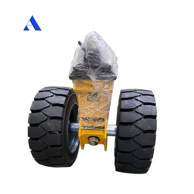 輸送コンテナの移動のための頑丈で耐久性のある重用形ゴムタイヤローラーH x L 550 X 500MM